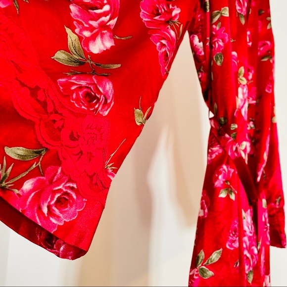 90s Vintage California Dynasty Robe | Red Roses | EUC Size Large - Picture 6 of 12